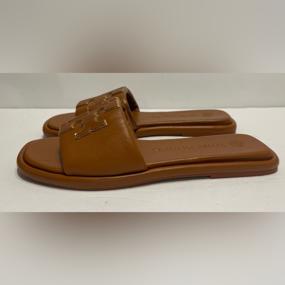 Tory Burch Double T Sport Slides Sandals Size 7 🩴🐻🤎 - Picture 8 of 11
